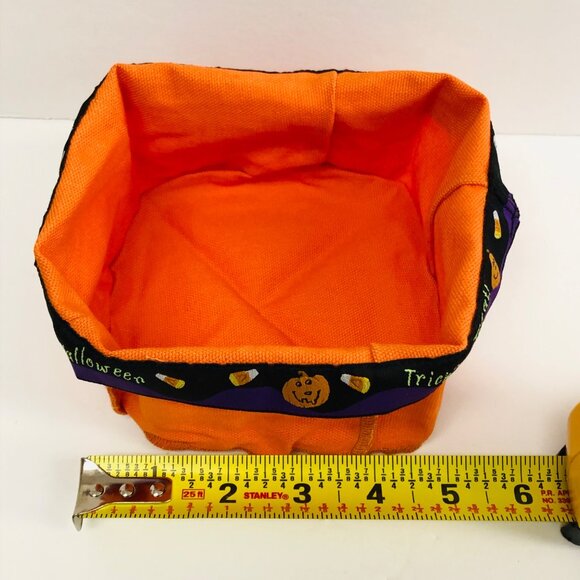 Longaberger 2004 Happy Halloween Fabric Basket Liner Orange 5"x5" NEW - Picture 7 of 8